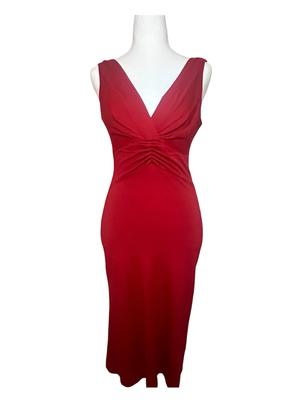 Banana Republic Red V-Neck Midi Dress